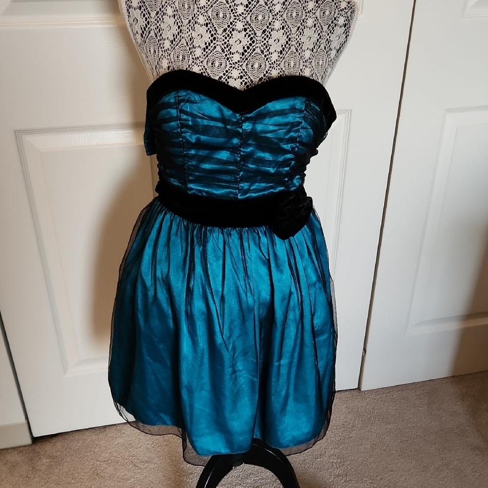 Sequin Hearts Vibrant Teal Blue/Green Dress